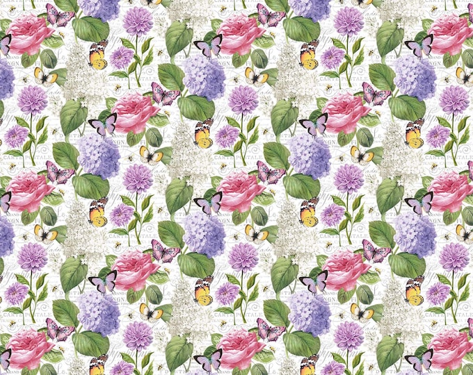 Scented Garden Feature Floral Fabric // Northcott DP23966-10 by the Half Yard
