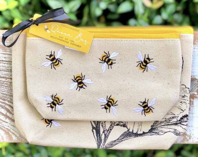 QUEEN BEE Theme Canvas Zipper Pouch // Set of 2