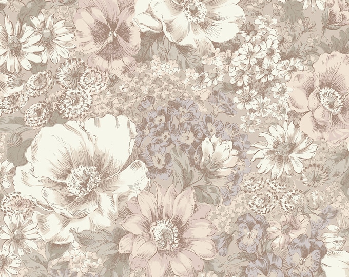 Nature's Harmony Large Floral Fabric // Quilt Gate QUGGF5110-11A by the HALF YARD