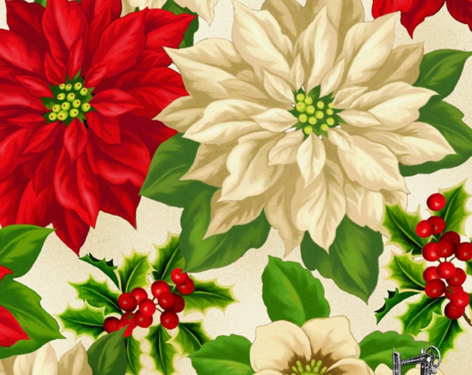SALE Holiday Lane Large Christmas Floral Fabric by Wilmington Prints 3007 68441 237 by the Yard