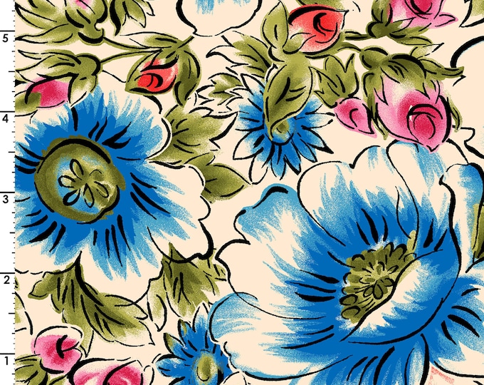 Curio Cabinet Packed Floral Fabric // Maywood Studio MAS10133-E by the Half Yard