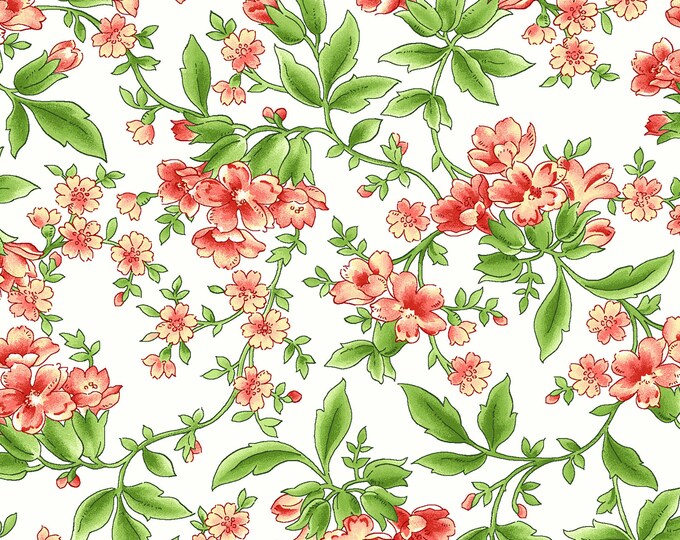 Sommersville Viney Flower Fabric // Maywood Studio MAS9834-SW by the Half Yard