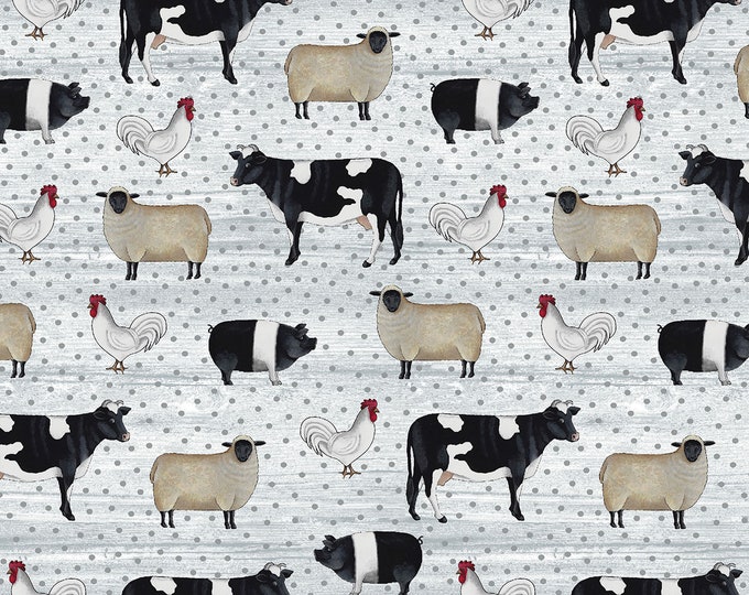 Spring Hill Farm Animals Fabric // Benartex 13246-08 by the Half Yard