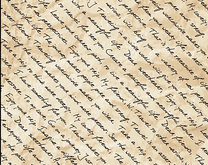 Dear Friends Letter Words Fabric // Paintbrush Studio 120-15071 Tan by the Half Yard