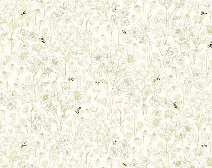 Home Sweet Home Toile & Bees Fabric // Timeless Treasures BEE-CD3045 SAGE by the Half Yard