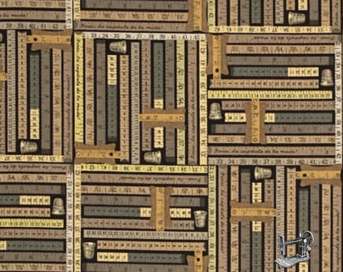 Sew Vintage Measuring Tape Fabric // Benartex 6020-12 by the HALF YARD