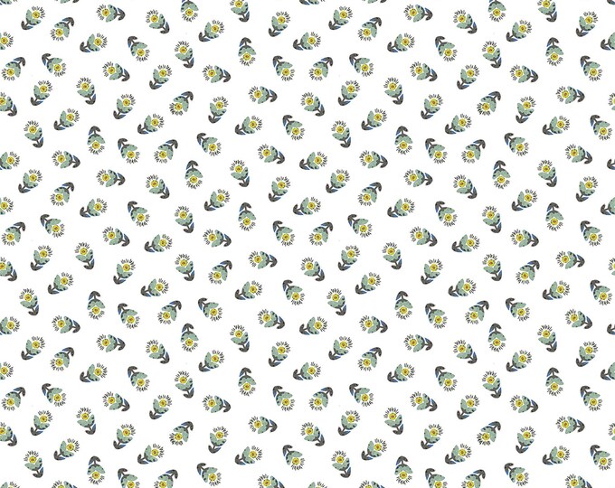 Soul Shine & Daydreams Tossed Flowers Fabric // Benartex 10351-05 Light Teal by the HALF YARD