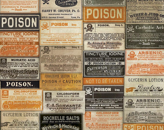 Tim Holtz Regions Beyond Apothecary Fabric // FreeSpirit PWTH072.MULTI by the Half Yard