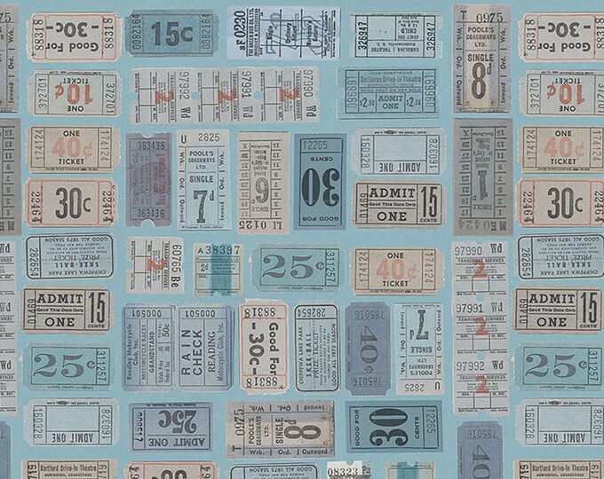 Tim Holtz Blue Palette Tickets Fabric // FreeSpirit PWTH282.BLUE by the Half Yard