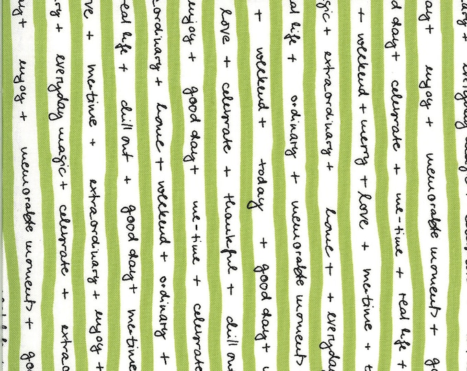 Quotation Quotes Fabric // Moda 1732 14 Pistachio by the HALF YARD