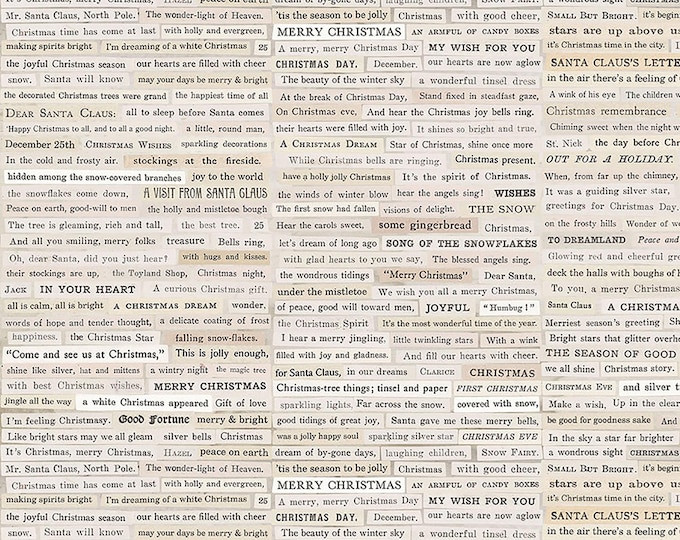 Tim Holtz Holidays Past Christmas Clippings Fabric // FreeSpirit PWTH203.NEUTRAL by the Half Yard