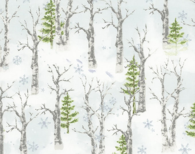 Snowflake Lodge Winter Woods Fabric // 3 Wishes 22214-WHI-CTN-D by the Half Yard