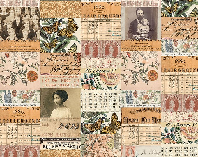 Tim Holtz Orange Palette Collage Fabric // FreeSpirit PWTH230.ORANGE by the Half Yard