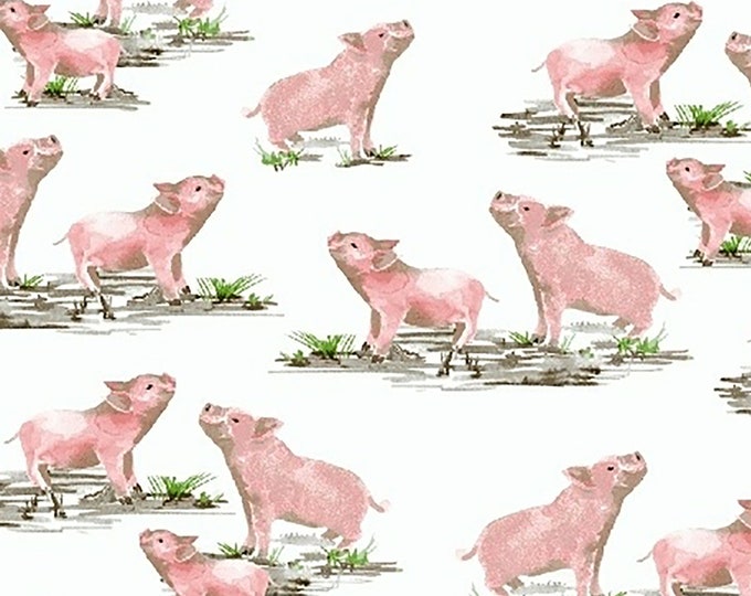 SALE Silo Pigs Fabric // Windham Fabrics 50608-1 by the YARD