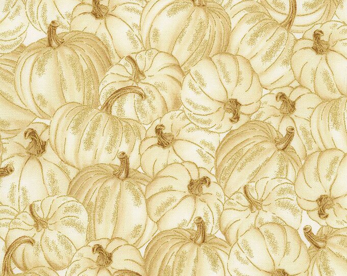Country Harvest Packed Cream Pumpkins Fabric // Timeless Treasures CM7696 by the Half Yard