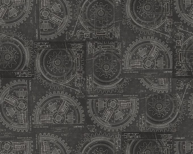 Tim Holtz NEUTRAL Palette Gears Fabric // FreeSpirit PWTH255.NEUTRAL by the Half Yard