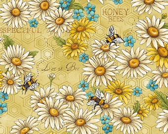 Bee Kind Flowers & Words Fabric // Paintbrush Studio by the Half Yard