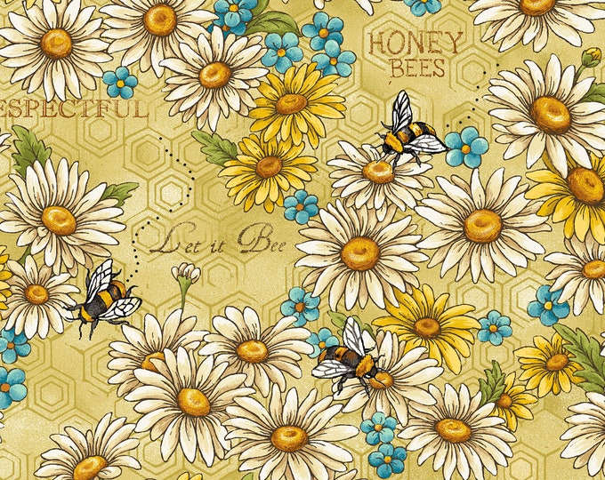 Bee Kind Flowers & Words Fabric // Paintbrush Studio by the Half Yard