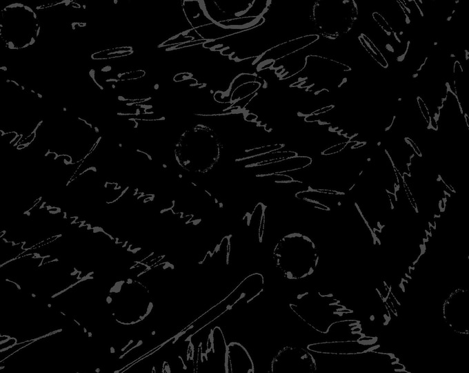In The Black Script Fabric // Maywood Studio MAS314-J by the Half Yard