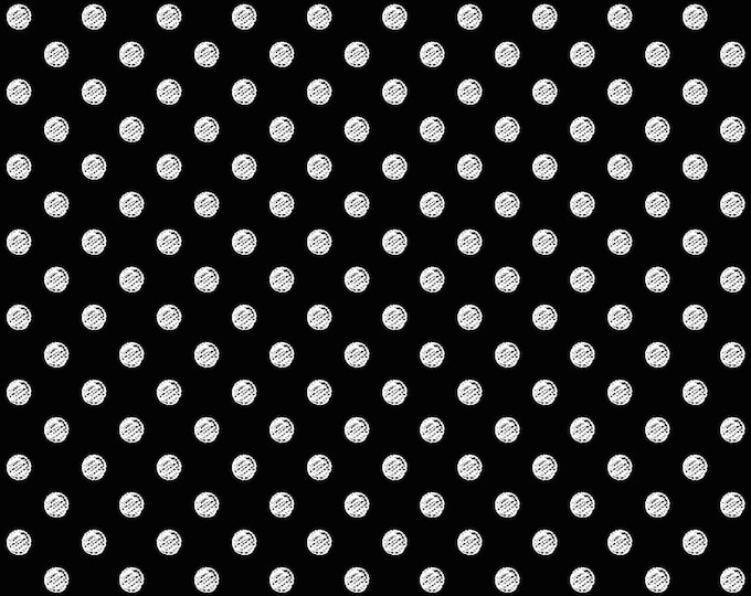 Coffee Chalk Polka Dots Fabric // Riley Blake Designs C11032- Black by the HALF YARD