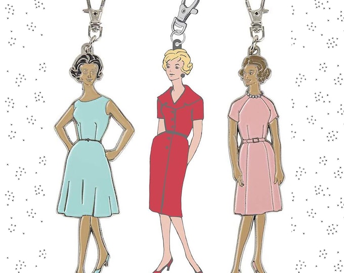 My Happy Place Vintage Lady Enamel Hanging Charm // Lori Holt  ST-2291