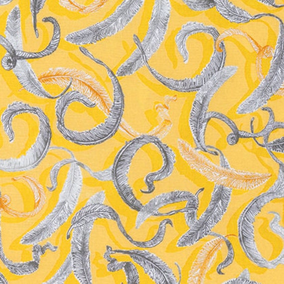 BTY~FREESPIRIT FABRIC 100/% COTTON~STUDIO KM~BAROQUE GARDEN~ORNAMENTAL~GOLD~ 45/"W