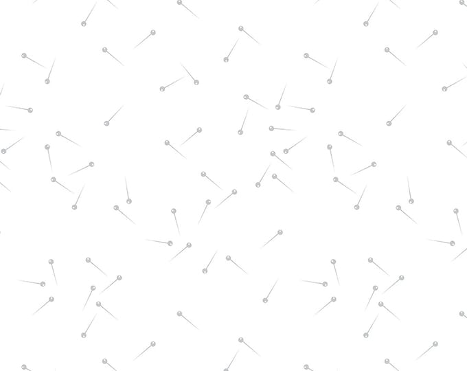Pin Drop Silver Sparkle White Fabric // Riley Blake Designs C625-SILVER by the Half Yard