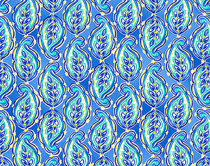 Blue Horizon Medium Paisley Fabric // Kanvas Studio 09962-50 by the Half Yard