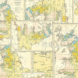 May include: A vintage map of Great Britain showing the coal fields. The map is divided into sections, each with a different color representing a different type of coal. The map is labeled with the names of the different coal fields and the locations of the major cities.