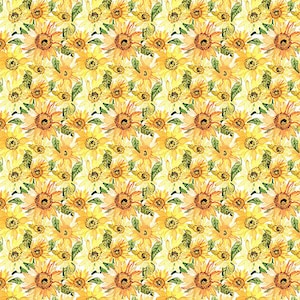 Watercolor Beauty Sunflower Fabric // In The Beginning IBFWAB 6GSH-1 by the Half Yard