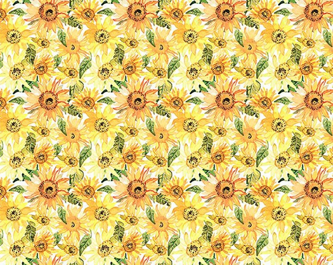 Watercolor Beauty Sunflower Fabric // In The Beginning IBFWAB 6GSH-1 by the Half Yard