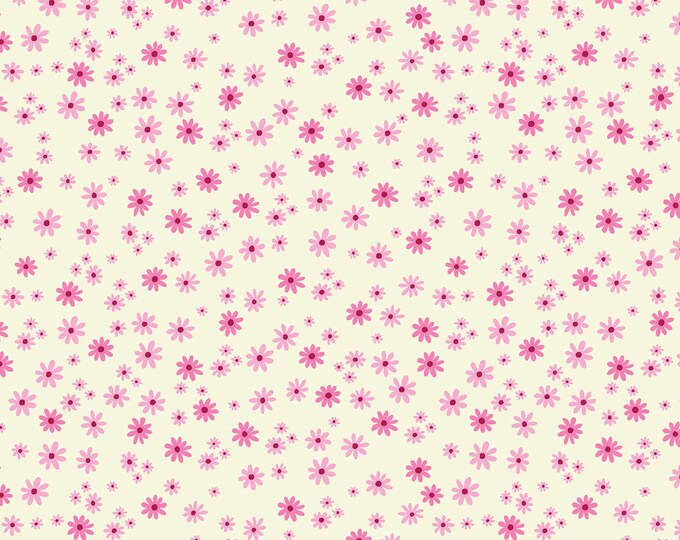 Forever Magic Sweet Daisy Fabric // Clothworks Y3048-74 Raspberry by the HALF YARD