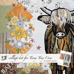 Tiny Cow Collage Fabric Bundle for Laura Heine&#39;s Teeny Tiny Pattern #2 FBWTT2 // Certified Laura Heine Instructor
