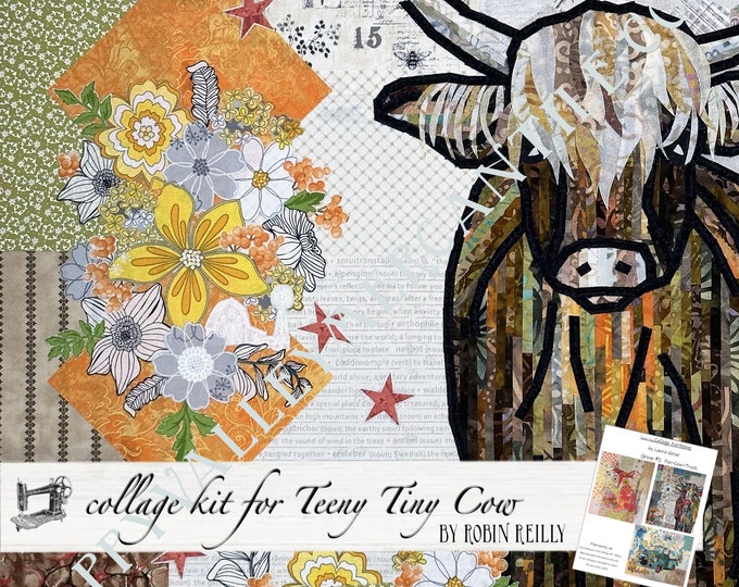 Tiny Cow Collage Fabric Bundle for Laura Heine's Teeny Tiny Pattern #2 FBWTT2 // Certified Laura Heine Instructor