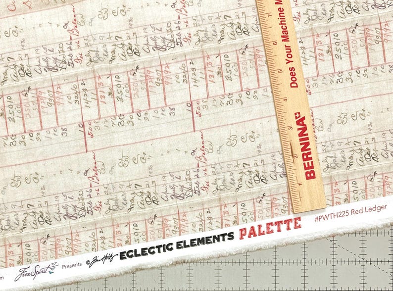 Leadger Red Color Tim Holtz Red Palette Ledger Fabric // Freespirit PWTH225.RED by the ...