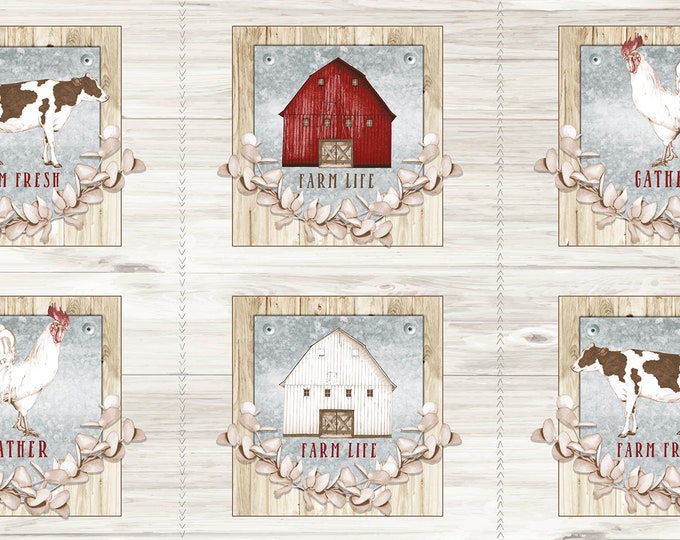 24" Farm Life Picture Patches Panel Fabric by Christine Andersen for Quilting Treasures 27676 -E