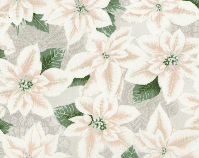 Let it Sparkle Pearly Poinsettia Fabric by RJR Studios by the Half Yard
