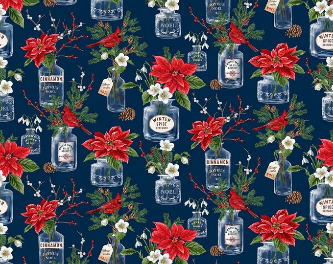 Christmas Traditions Jars Fabric // Northcott 24547-49 by the HALF YARD