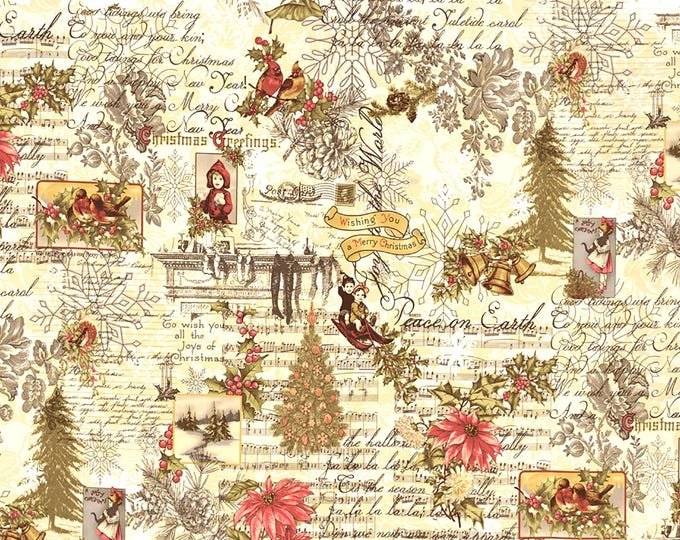 3 Sisters Favorite Marche De Noel Collage Fabric // Moda 44368 11 Multi by the HALF YARD