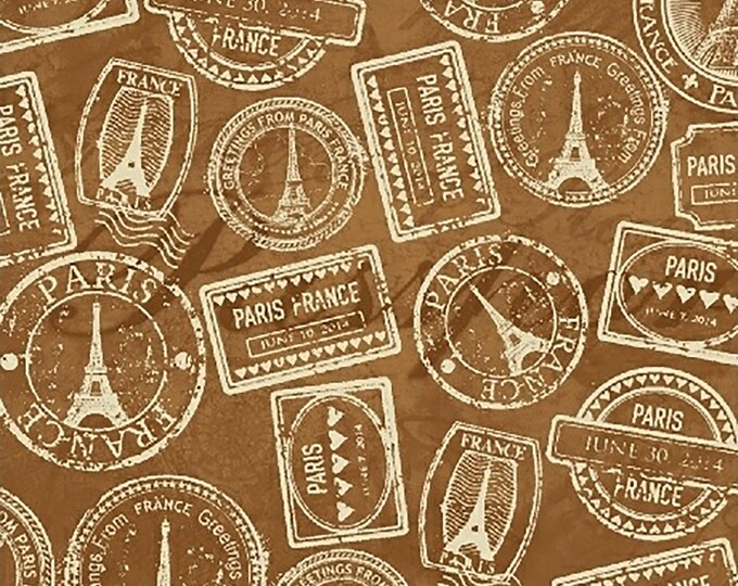 Destination Paris Postage Stamps Fabric // Windham 42497-3 Luggage by the Half Yard