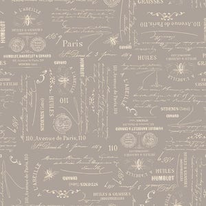 108" Premium Wide Quilt Back Bee Script Fabric // Marcus QB521322D Charcoal by the Half Yard