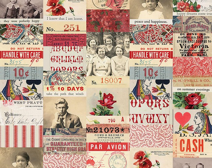 Tim Holtz Red Palette Collage Fabric // FreeSpirit PWTH220.RED by the Half Yard