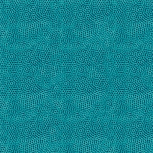 May include: Teal blue background with a repeating pattern of small hexagons and circles.