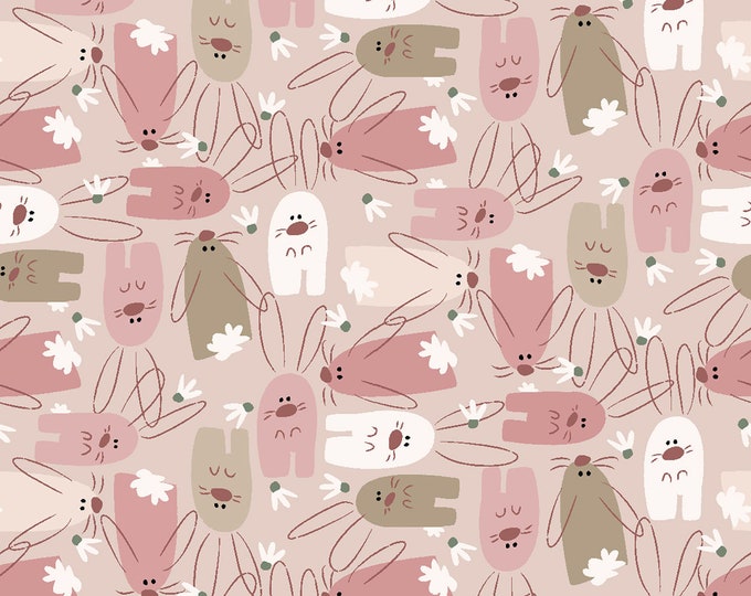 Hunny Bunny Packed Bunnies Fabric // Clothworks Y3722-54 by the HALF Yard