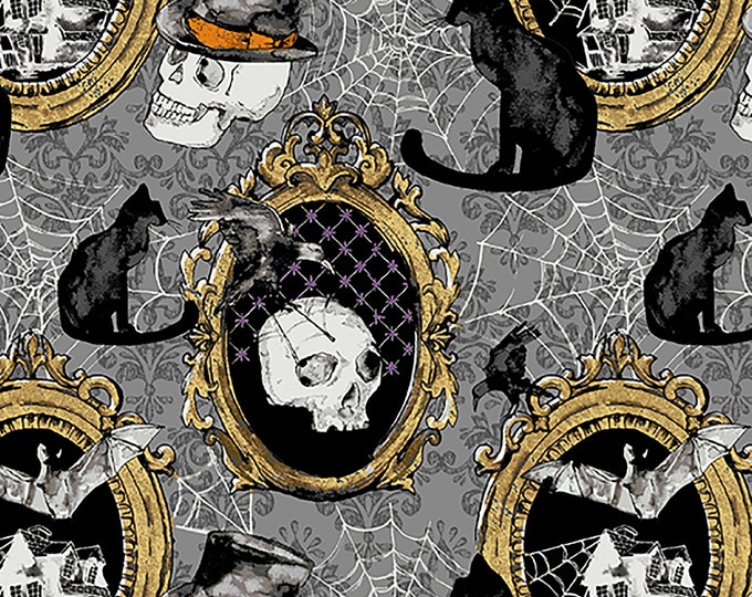 Mystery Manor Antique Frames Fabric // Andover A-199-C by the Half Yard