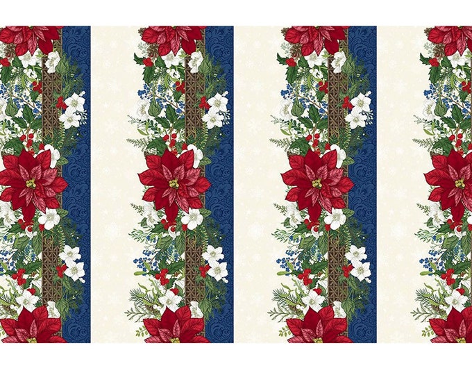 Winter Blooms Border Fabric // In The Beginning 2WB-1 Cream by the Half Yard