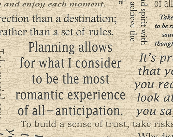 Inspiration for Living Words Fabric // Benartex 03039 07 Natural by the HALF YARD