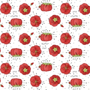 She Who Sews Sew Pincushion Toss Fabric // Riley Blake Designs C11339-White by the HALF YARD