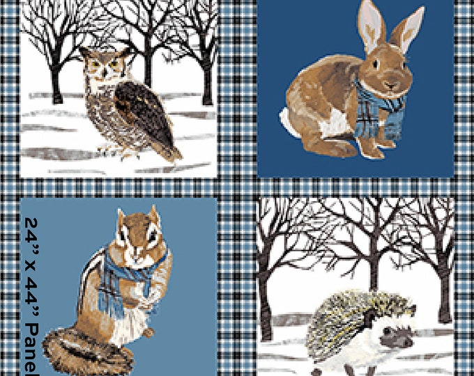 Woodland Winter Bundled Up 24" Fabric Panel // Andover A-9747-B
