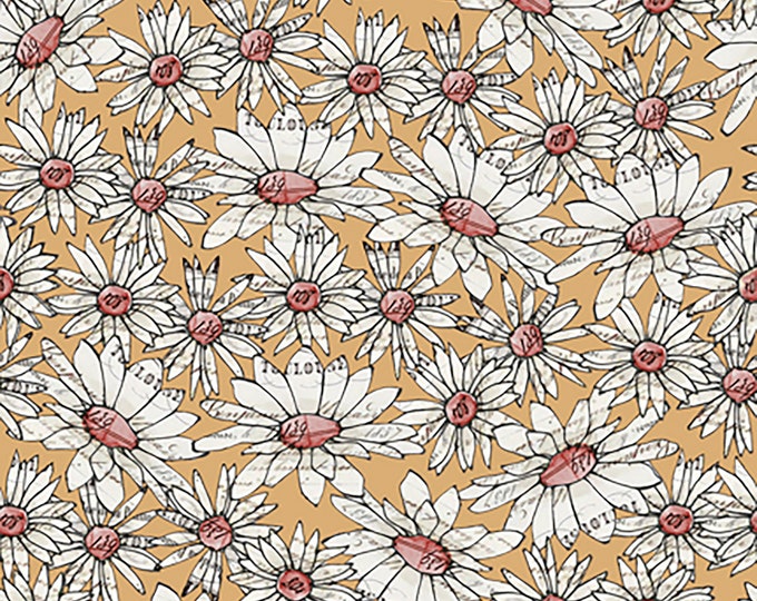 Farm Life Daisies Fabric Straw // Quilting Treasures 27679-S by the HALF YARD